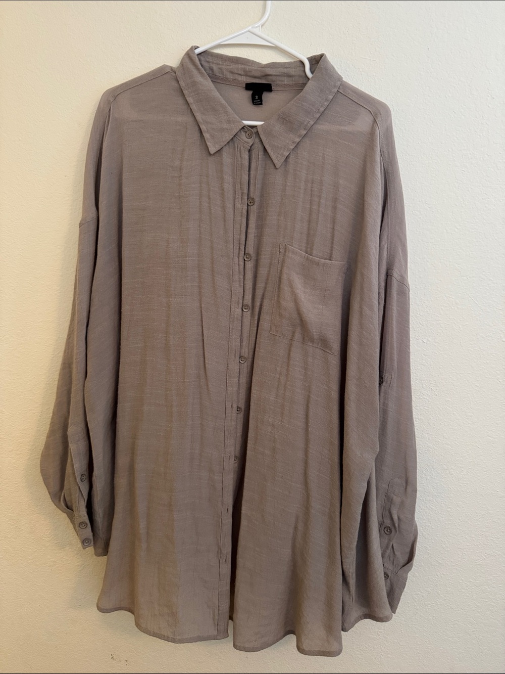 torrid Taupe Oversized Button-Down Shirt 3X